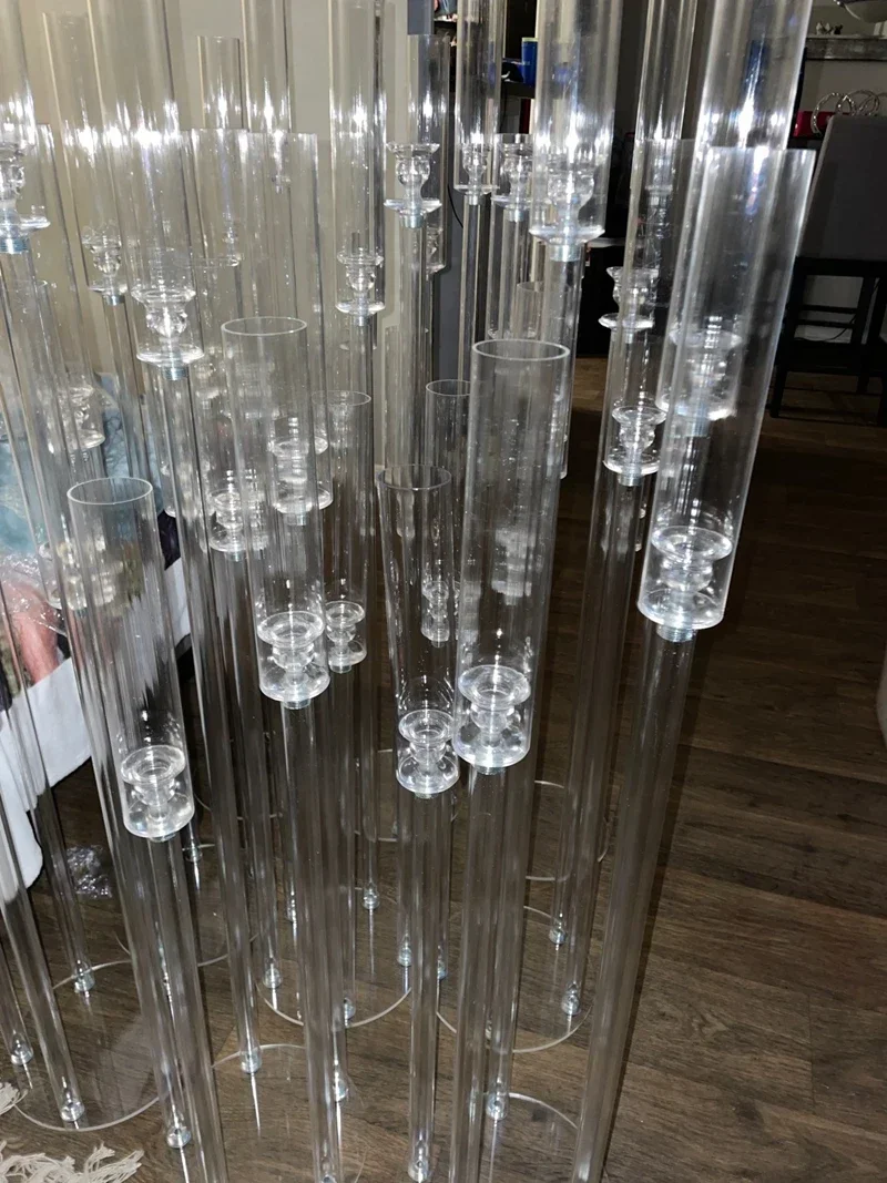 118cm Hoher Klarer Acryl-Kerzenleuchter mit 5 Armen, Bodenständer, Kerzenhalter, Hochzeits-Tischdekoration, Event- und Party-Dekoration für den Mittelgang – Detail 7