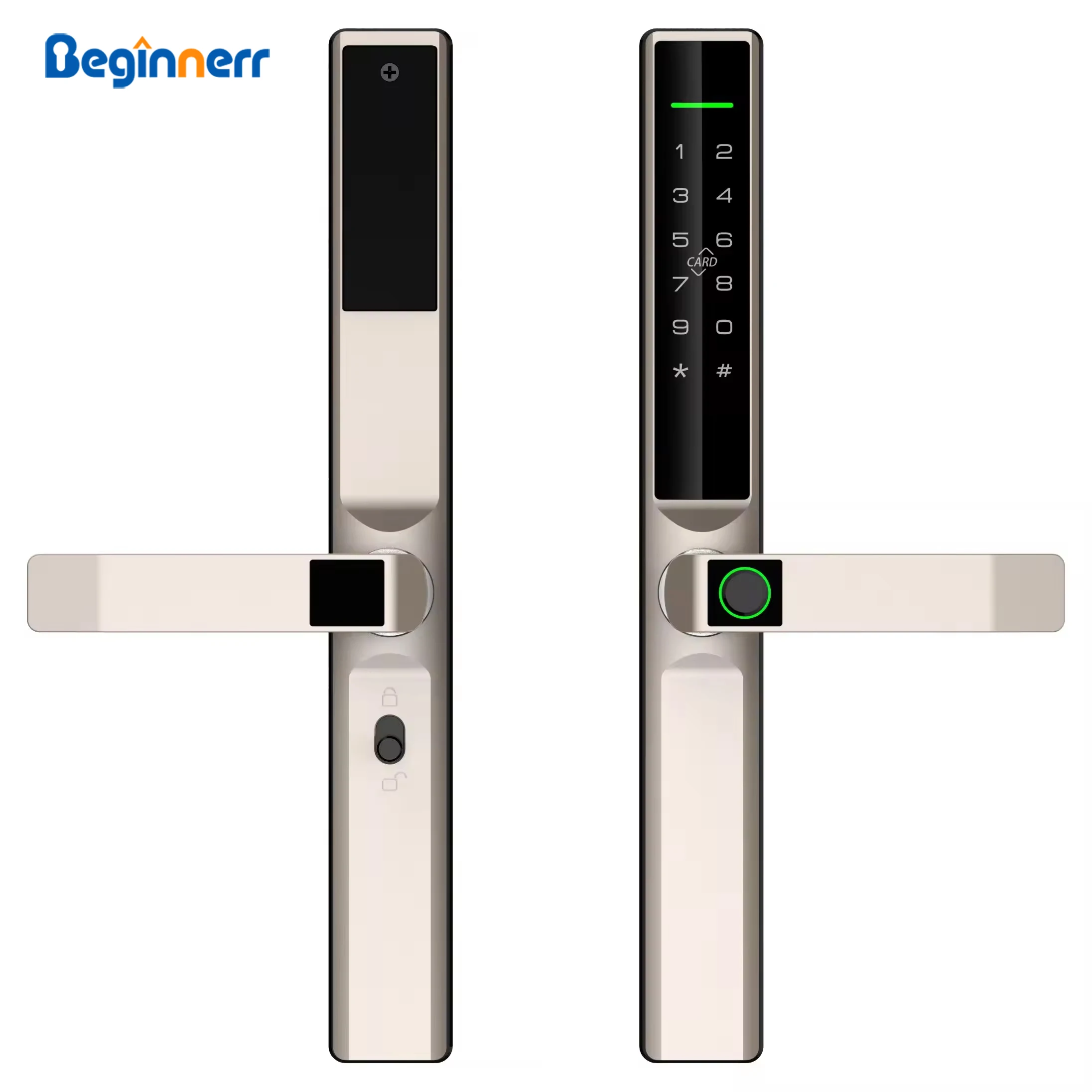 Gold Waterproof Smart UPVC Door Lock 3592 3085 Mortise Ttlock Tuya Wifi Short Reverse Handle Code Anti Lock Slim Smart Lock