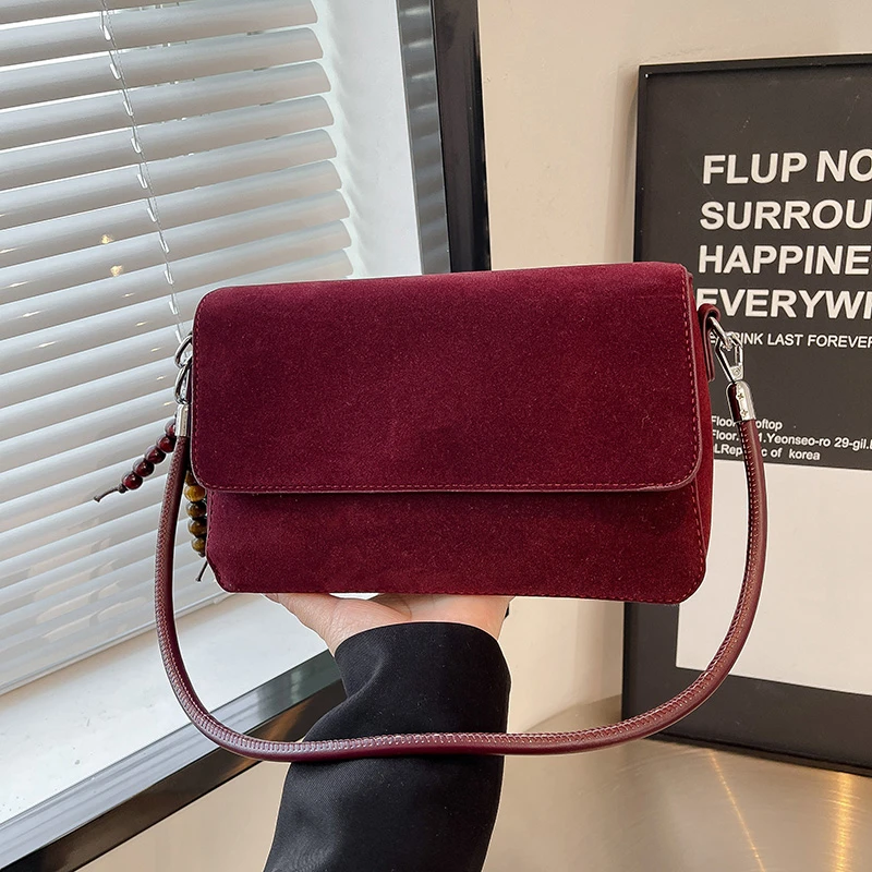 

Осень-зима 2022, новые сумки-бродяги из искусственной замши, модные популярные сумки через плечо одного цвета для женщин