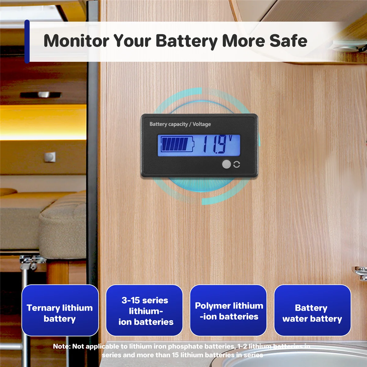 Moniteur de tension de capacité de batterie, indicateur de jauge de tension de capacité de batterie, DC 12 V, 24 V, 36 V, 48 V, 60 V, 72 V, 84V