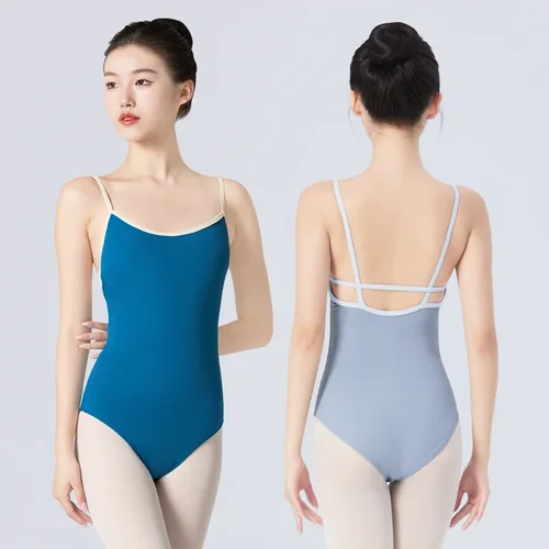 Imagen 2 del producto Leotardos de Ballet para mujer, camisola de baile, forro de leotardo gimnástico, traje de Ballet con espalda cruzada para adultos, traje de baño de Skate para adolescentes