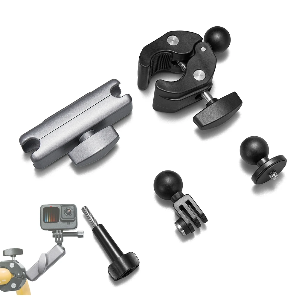 AliExpress NONE Aluminum Alloy Motorcycle Handlebar Metal Bicycle Clamp Frame 360° For Insta360 X5 X4 GoPro Hero 13 12 Dji Osmo Action Camera