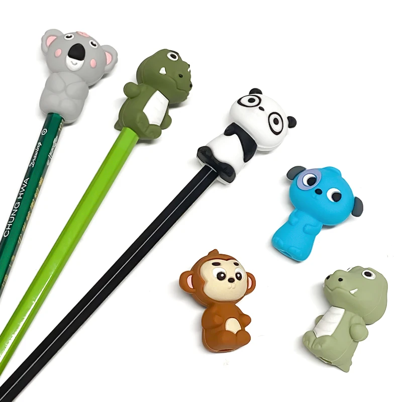 1pcs Silicone Panda Monkey Pencil Caps for Stress Relief Prevent Finger Biting Suitable for Autism And ADHD Chewable Silicone