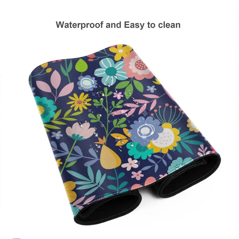 Mauspad mit Blumenmuster, Spielzubehör, Tastaturpad, XXL, große Verriegelungskante, 900 x 400 mm, Tischmatte, Gaming-Mauspad