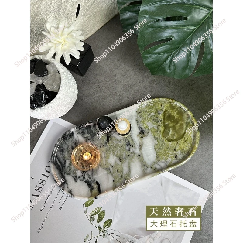 for Natural marble tray light luxury high-grade cold jadeite luxury stone aromatherapy base bathroom candlestick stone ornament