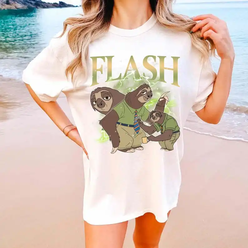 تي شيرت بشخصيات Zootopia تي شيرت Nick Wide Judy Hoops، تي شيرت Flash The Sloth، #4