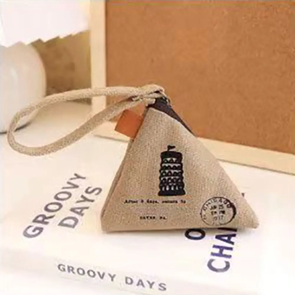 High Quality Canvas Zongzi Shaped Zero Purse Portable Fashion Style Mini Coin Bag Iron Tower Pattern Pocker Wallets