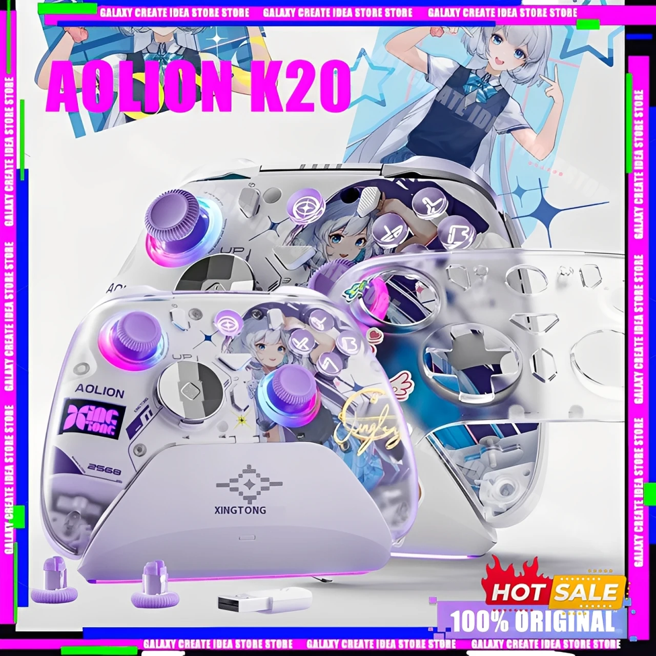 

Hot AOLION K20 Wireless Gaming Controllers TMR Joystick Replaceable Magnetic Shell Gamepads Custom for PC NS2 Steam Gamer Gfits