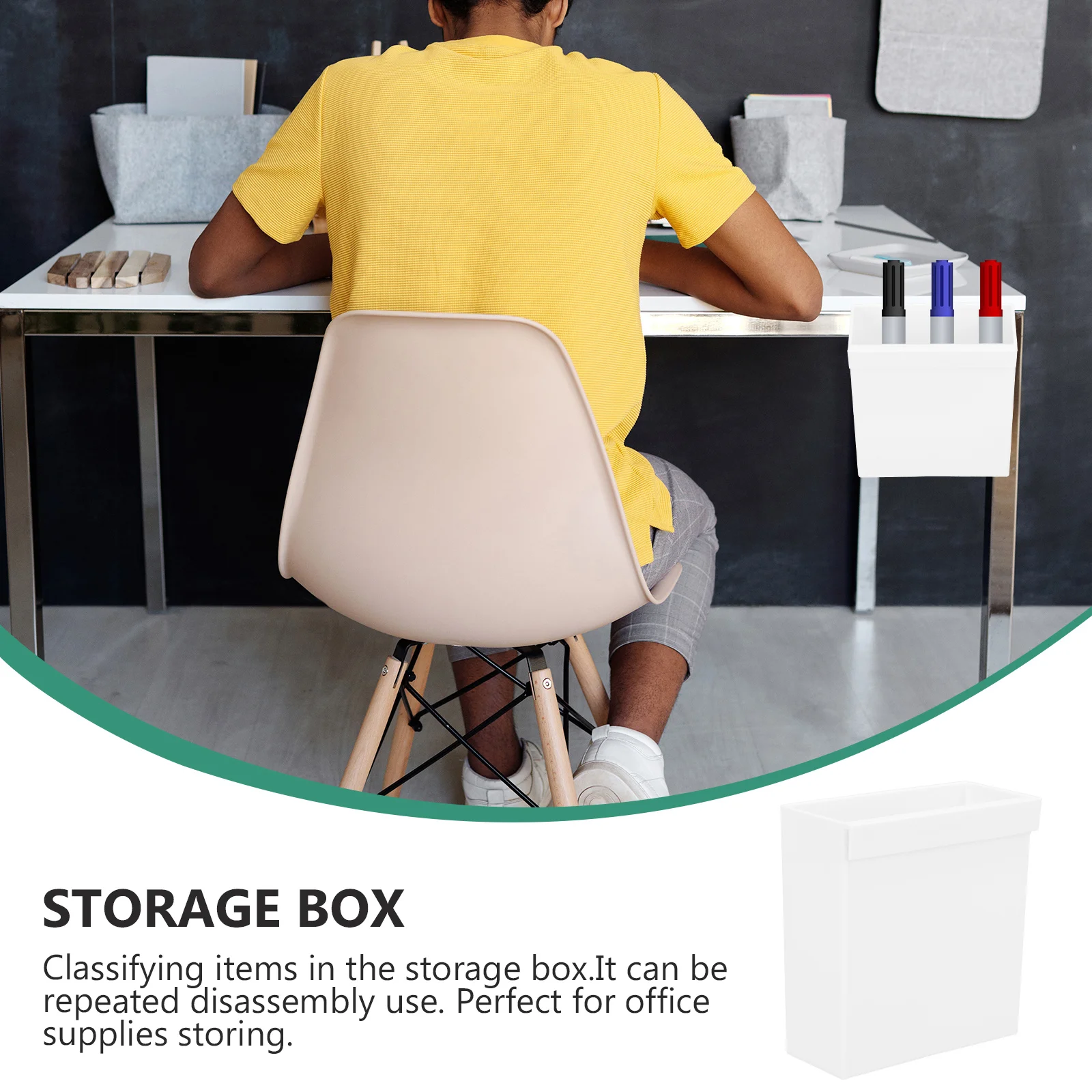 

2Pcs Wall-Mounted Storage Box Multifunctional Pens Holder Desktop Organizer for Office Stationery Paper Storage Box