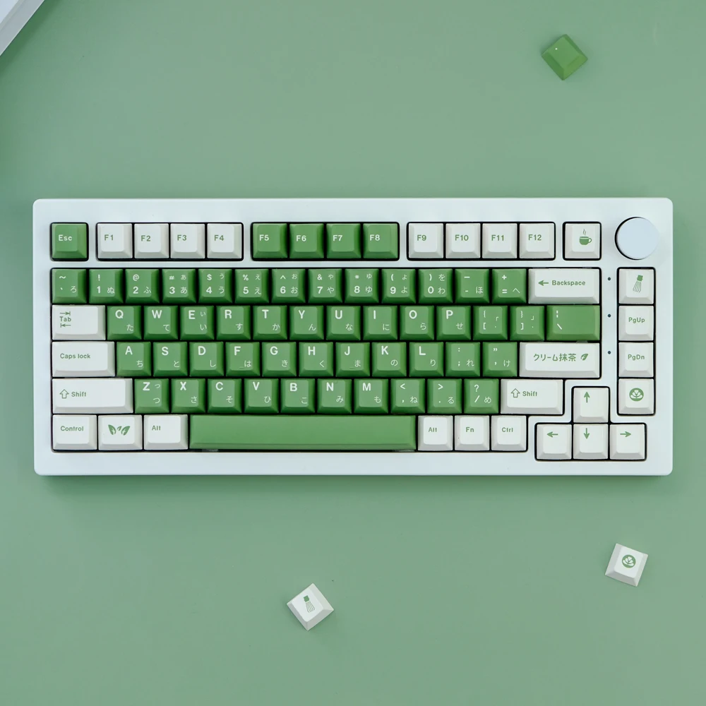 129 Keys GMK Matcha Cake Keycaps Green Cherry Profile PBT Dye Sublimation Keycap For MX Switch Mechanical Keyboard GK61/68/75/87