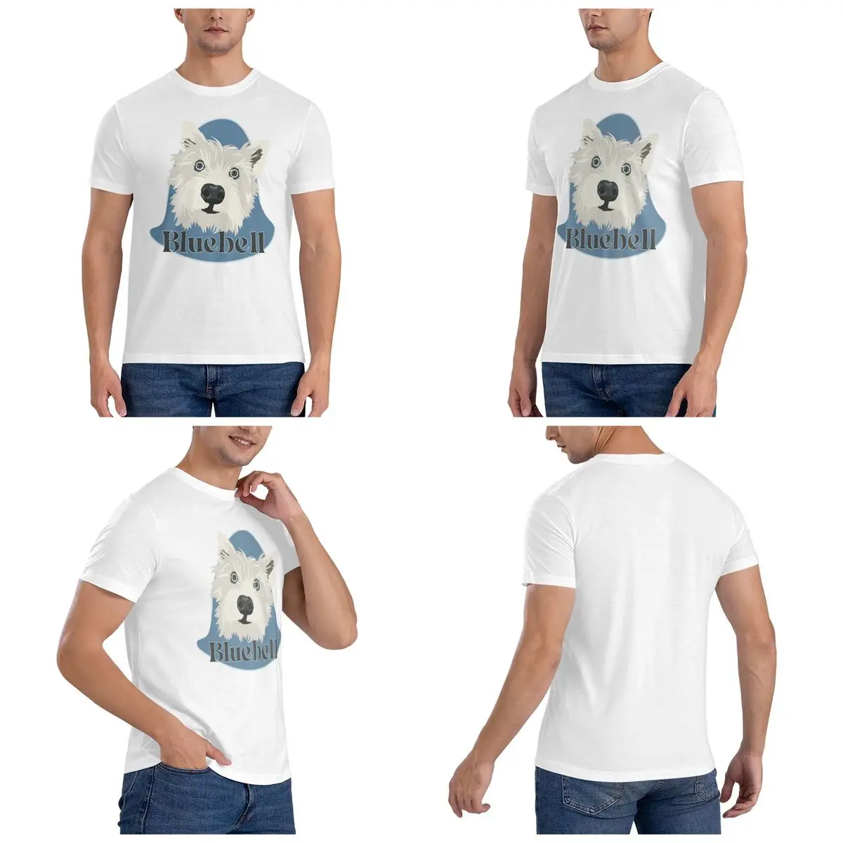 Bluebell Men T-Shirt Classic Oversized T Shirts Men's O-Neck Cotton Tees Short Summer Male