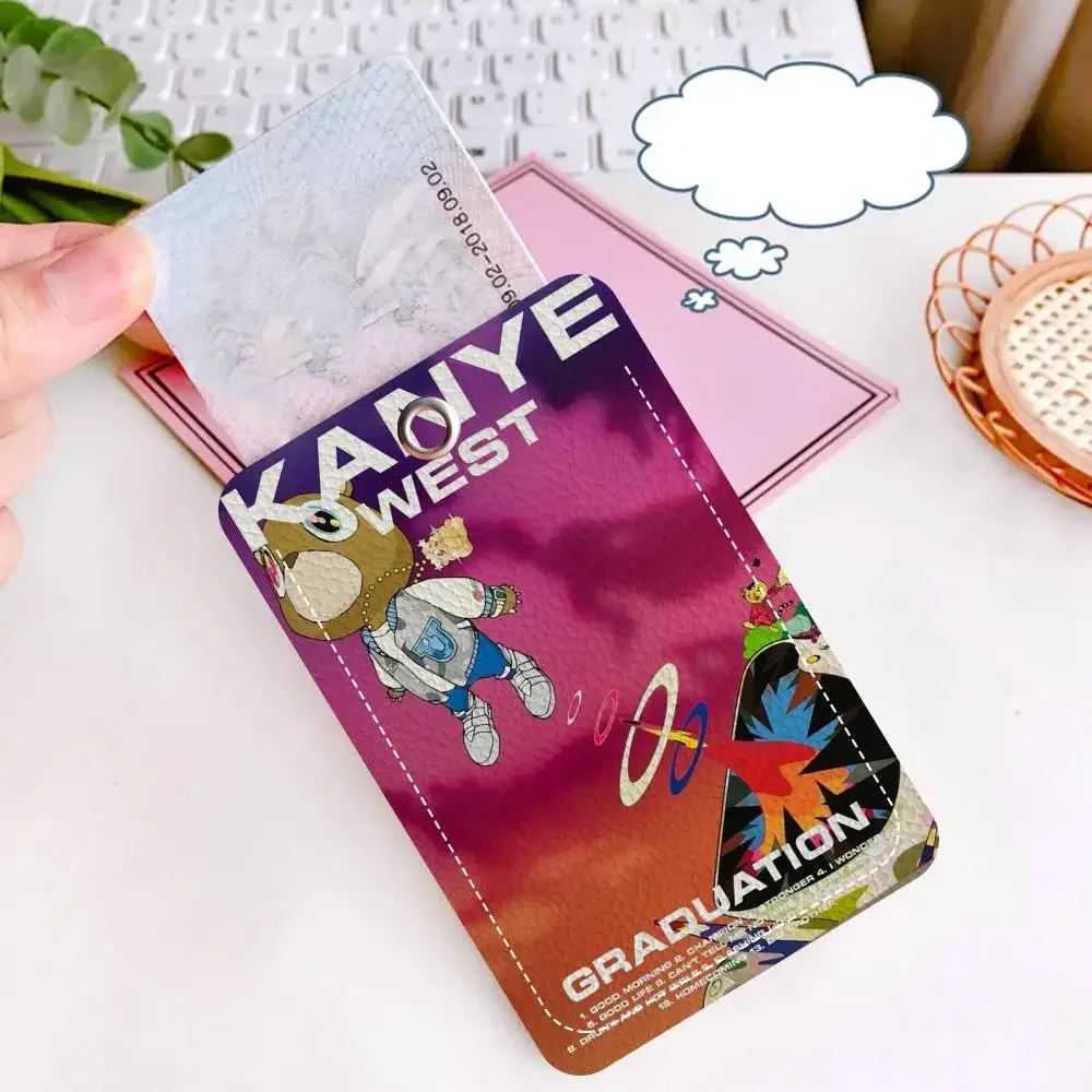 سلسلة مفاتيح حامل Pop Rapper K-Kanye W-West مع سلسلة مفاتيح لبطاقة الوصول وحافلة المرور وبطاقة الهوية الائتمانية #5