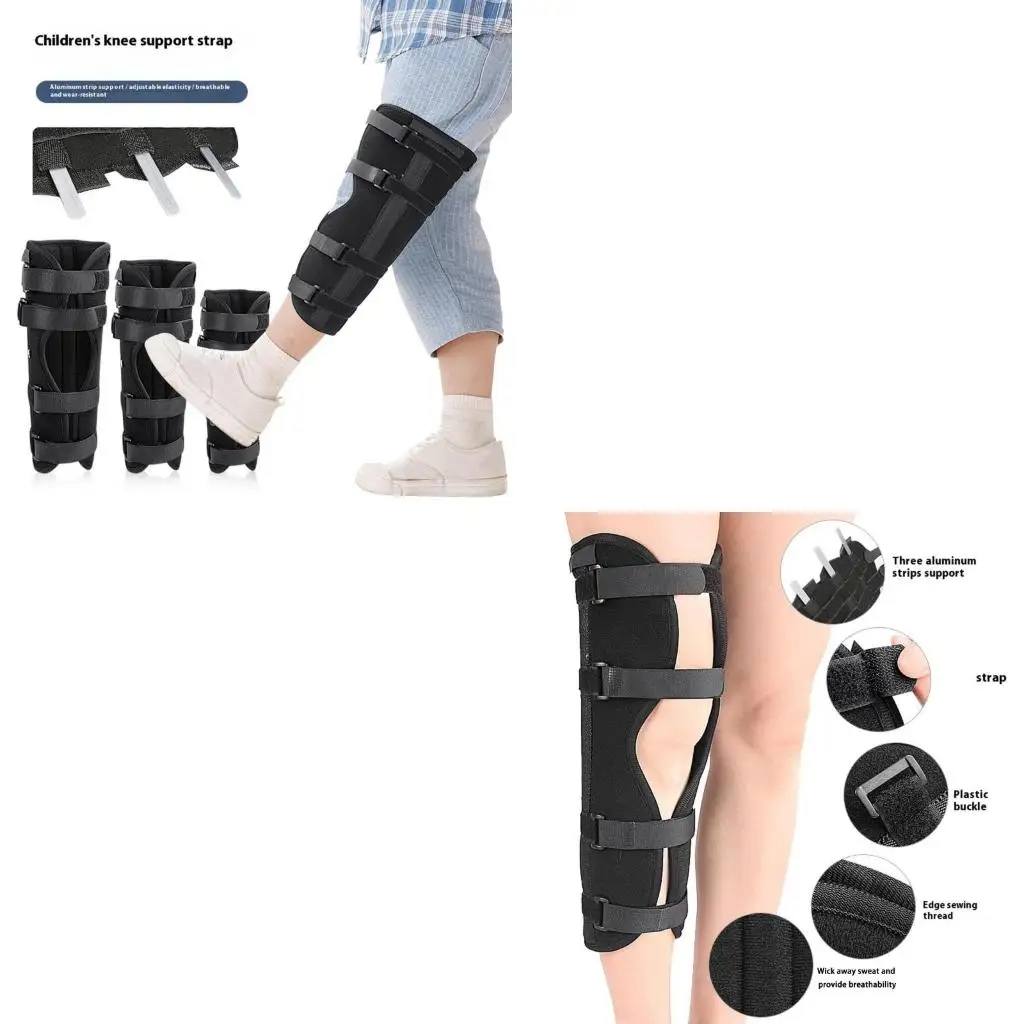 Q39E Adjustable Pediatric Leg Splints For Knee Injuries 4 Strap Soft Lining Three Rod