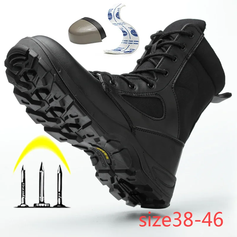 

Men's Work Safety Boots Puncture-Proof work Shoes Anti-smash Desert Combat Boots Protective Shoes Steel Toe Boots