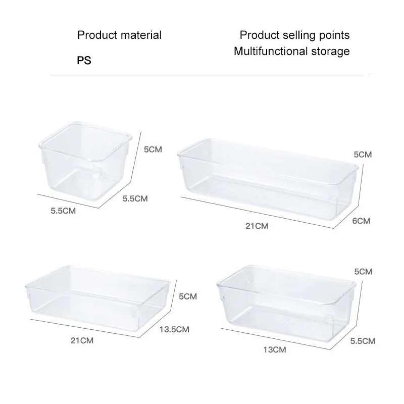 Transparent Desk Drawer Organizers Acrylic Box Makeup Organizer Clear Plastic Storage Box Jewelry Box Cosmetic Desk Organizers