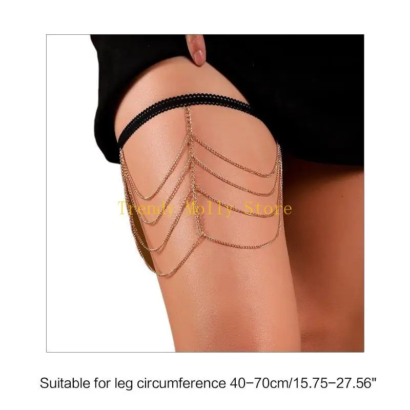 N5KB Frauen sexy Multi -Layer Gothic Leg Chain Belts Cosplay Beach Party Oberschenkelkette