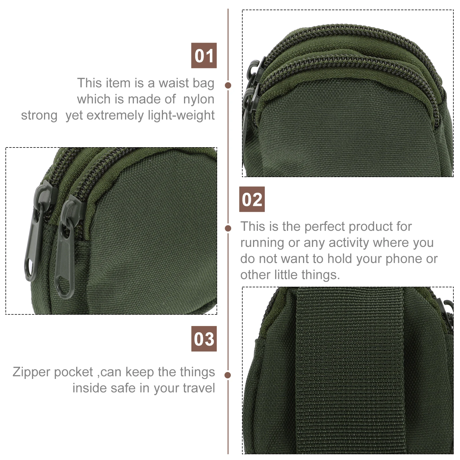 

Waterproof Waist Bag 800D Durable Outdoor Waist Pouch For Travel Hiking Running Dog Walking Multi Pocket Secure Zipper Storage