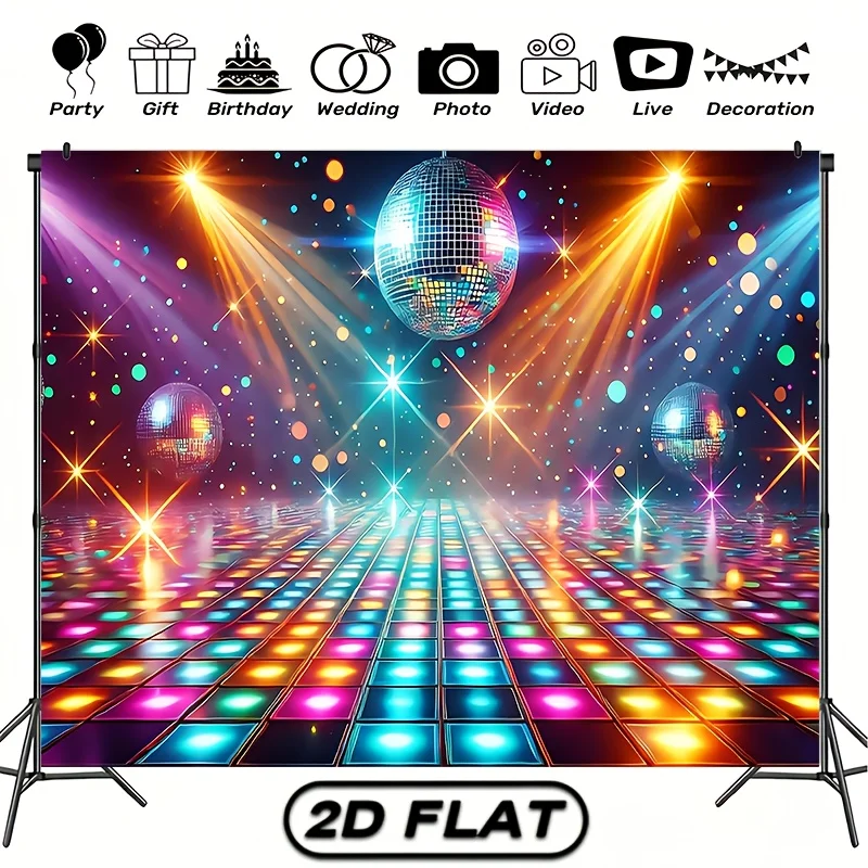 Bannière de fond simple face, tissu de fond en polyester polyvalent pour scène disco captivante, idéal pour la décoration de fête