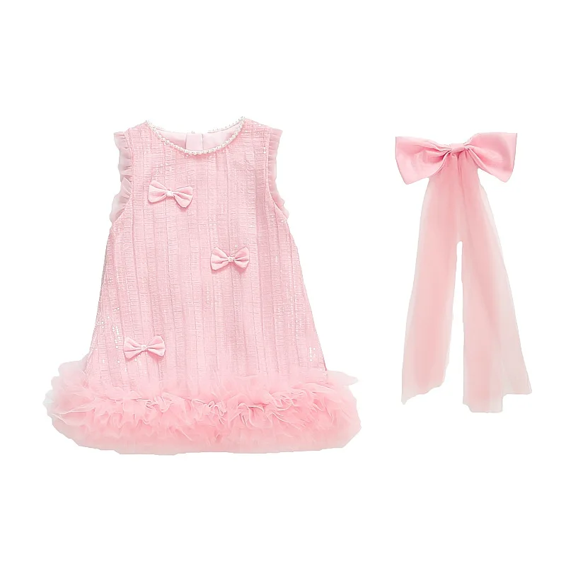 Girls Sequined Mesh Princess Dress 2025 Spring Summer New Fashion Little Girls Fashion Dress for Children Summer Wear