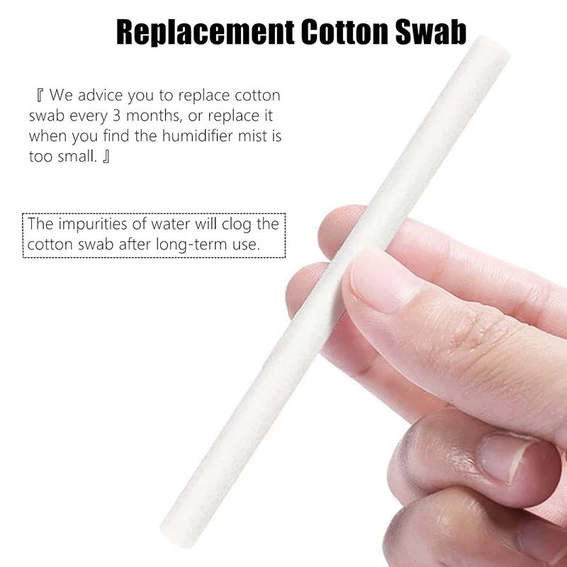 60Pcs Cotton Swab Filters Refill Sticks Replacement Wicks for Portable Personal USB Powered Humidifiers Aroma Maker