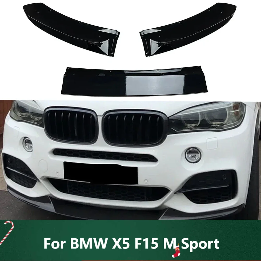 

New！Front Bumper Lip Spoiler Splitter By Glossy Black Canards Diffuser Body Kit 2014 2015 2016 2017 2018 For BMW X5 F15 M Sport