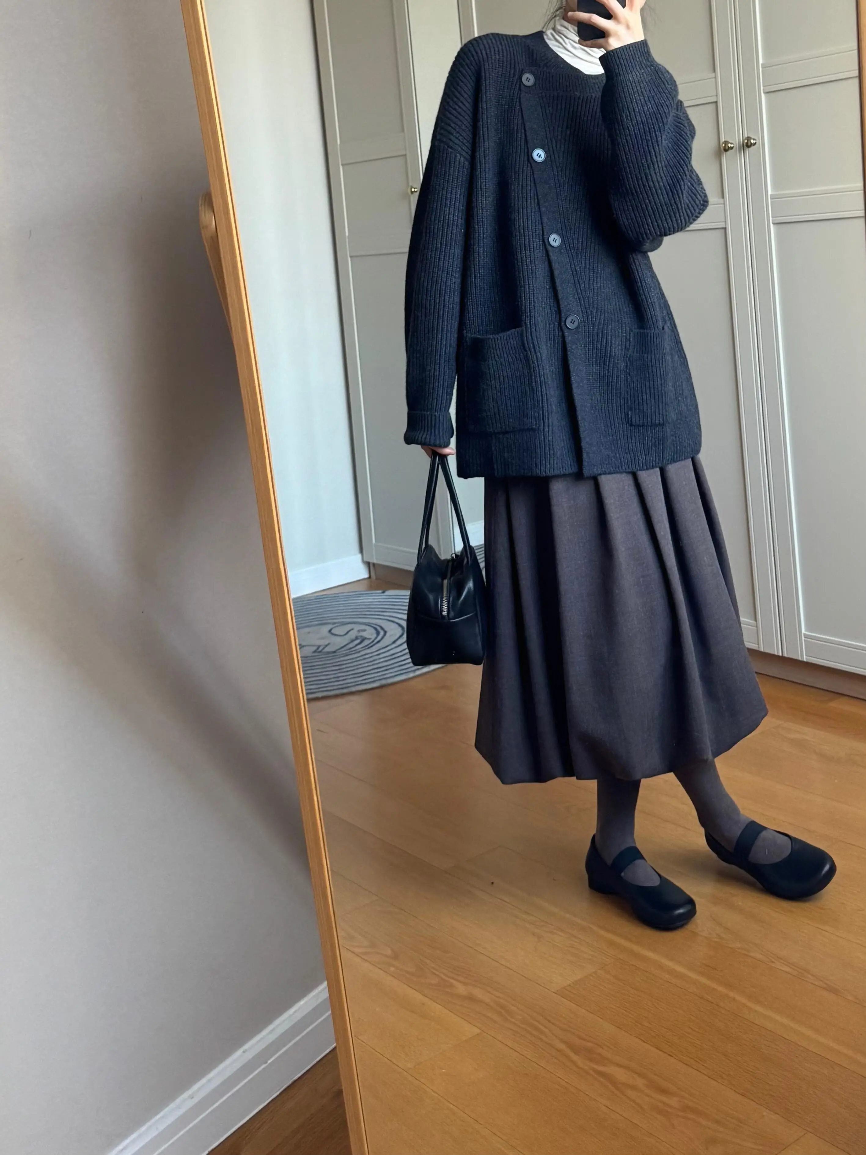 Retro American Thickened Woolen A-Line Flower Bud Skirt Women's High Waist Half Body Skirt Spring Autumn Winter New Style