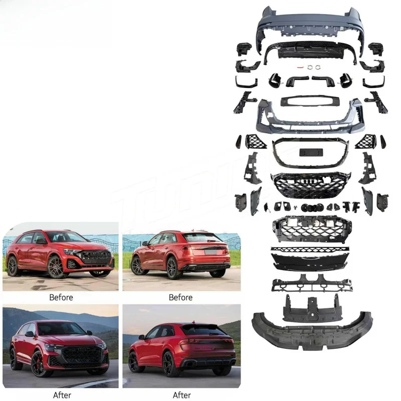 High Quality RS Style PP Conversion Full Body Kit Fit 2024+ Q8 Front & Rear Bumpers Assembly