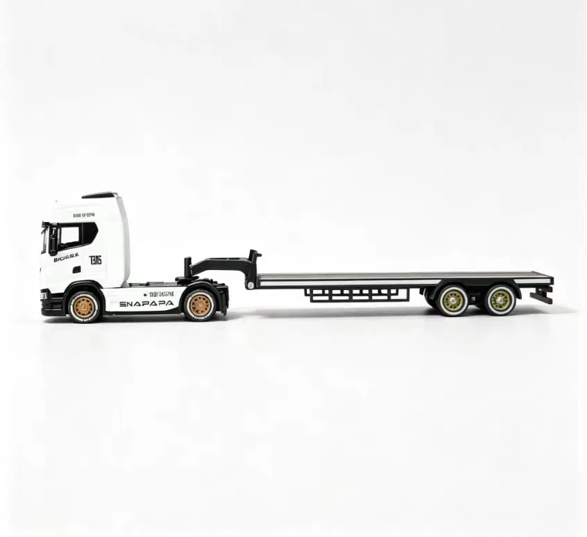 1/64 Scale Flatbed Trailer for Wen NanFeng Scania RC Truck Container Truck Trailer Parts Modification Accessories 3D Printed