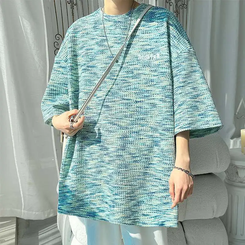 Tie-dyed Short-sleeved T-shirt Men's Summer Trendy Brand Retro Loose Large-size Top Trendy Round Neck Half-sleeved