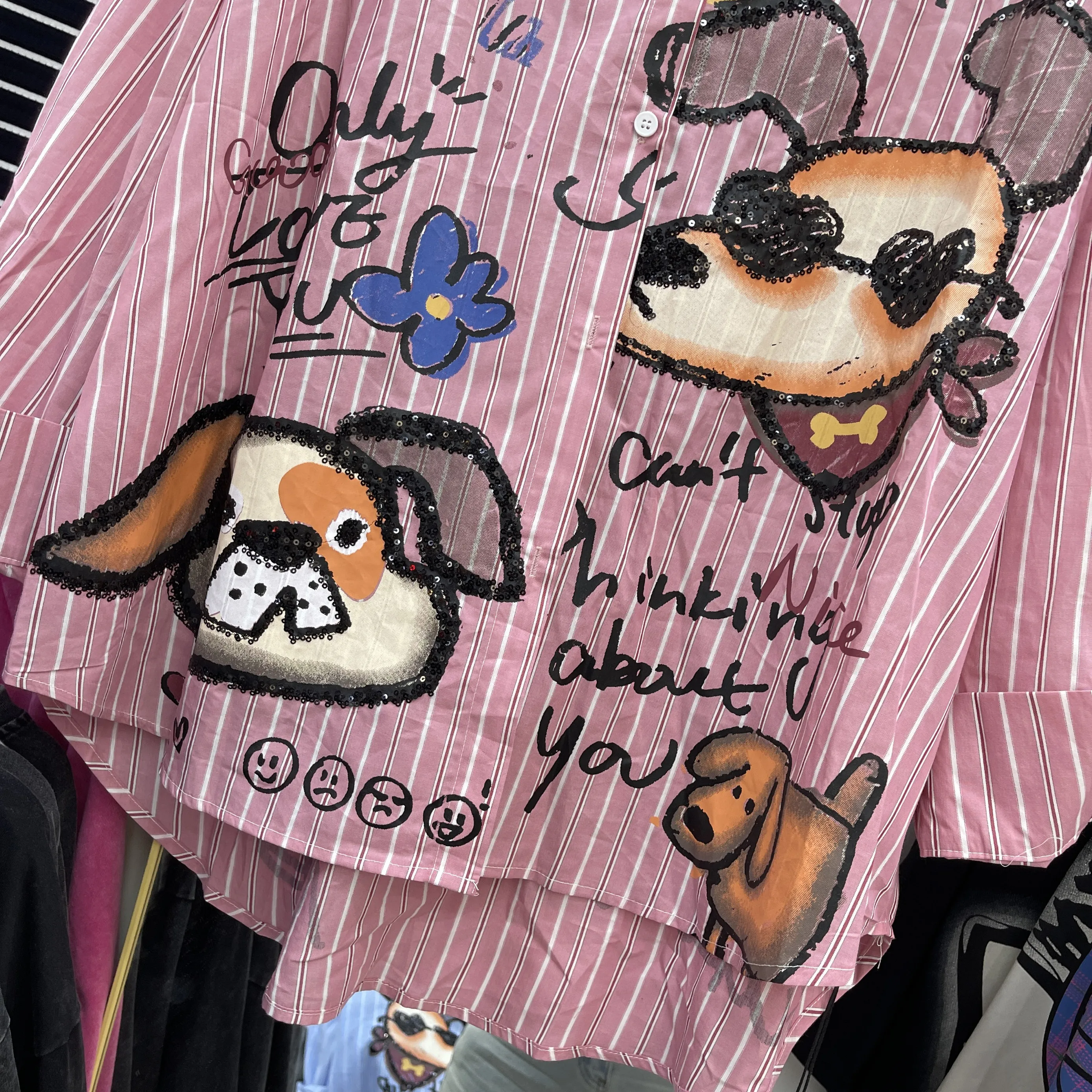 Cute Shirts for Women 2025 Spring New Loose Medium Length Plaid Cartoon Printing Long-sleeved Shirt Womens Tops