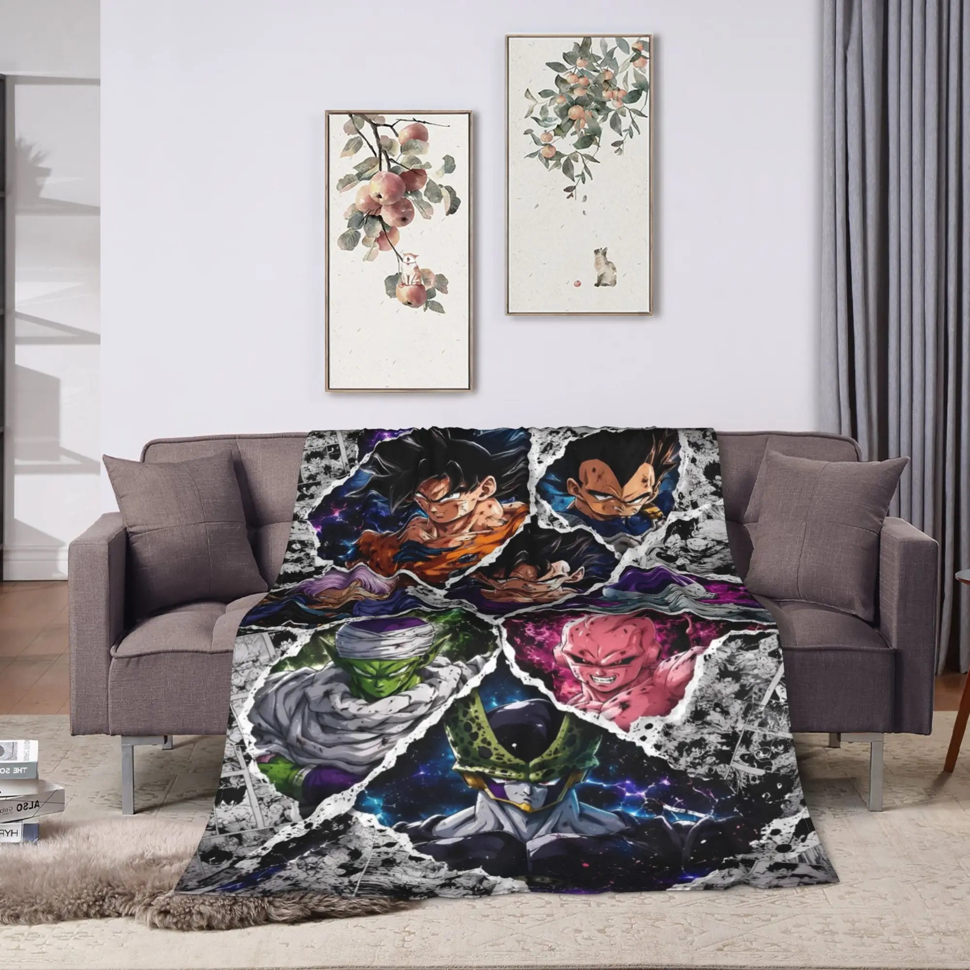 Goku Colorful Cracked Art Blankets Quality Soft  Throw Blanket Winter Travel Bedroom Print Bedspread