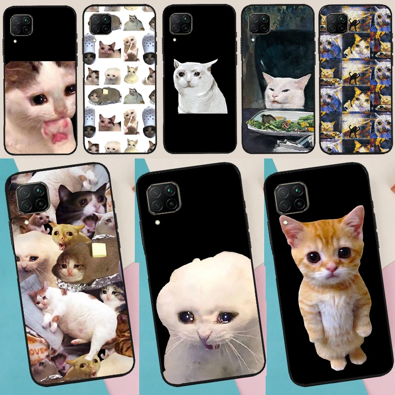 Crying Cat Memes For Honor 50 Pro X7 X8 X9 Case For Huawei P20 P30 P50 P40 Lite P Smart Z 2019 Nova 9 5T