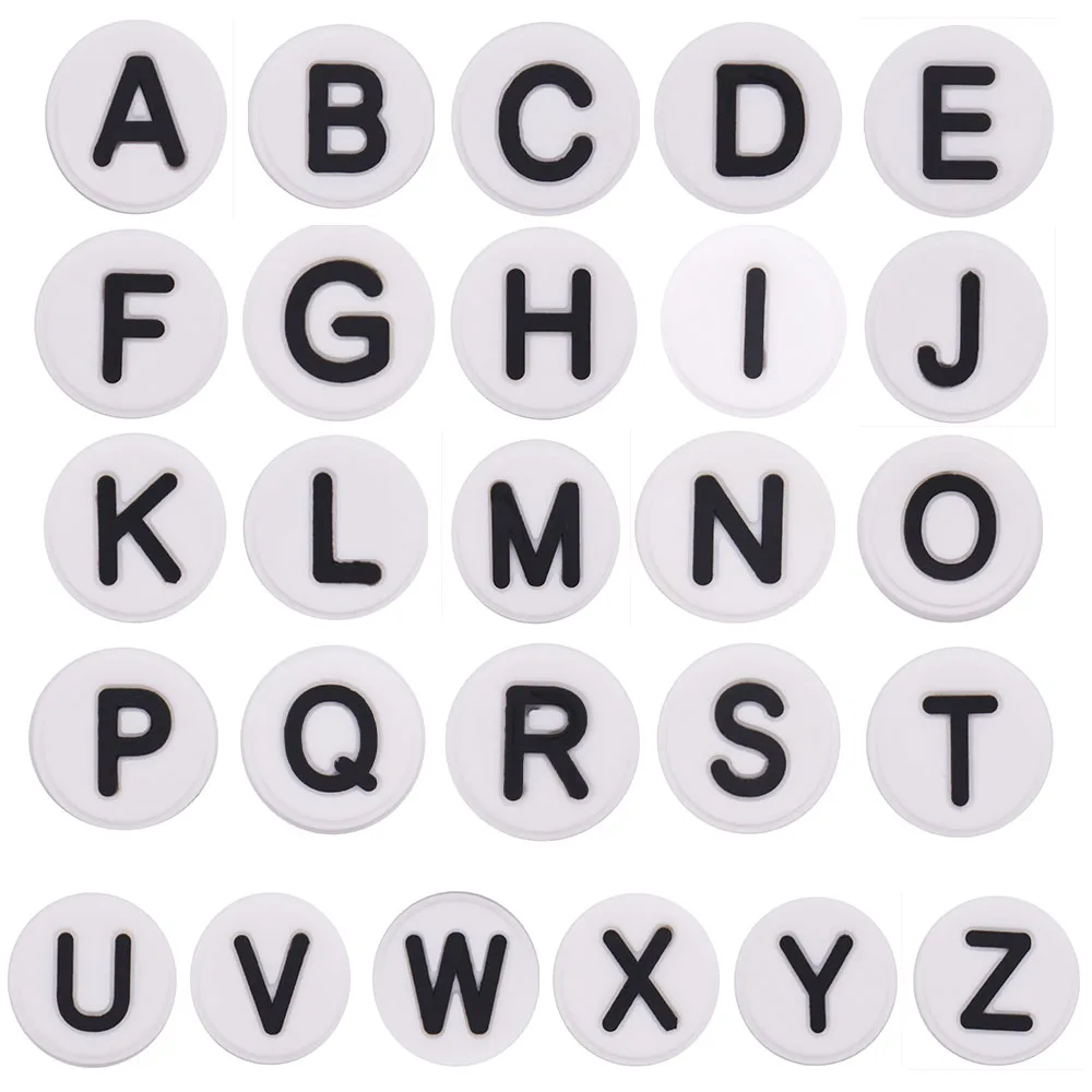 New Arrival 1pcs Shoe Charms Round Twenty Six English Letters Accessories PVC Shoes Buckles Fit Wristbands Birthday Present