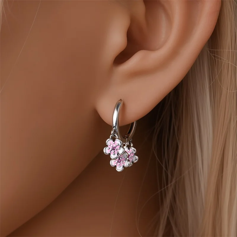 

2026 New 925 Sterling Silver Earrings Sparkling CZ Zircon Flower Earrings For Women Exquisite Weddin Engagement Jewelry Gifts