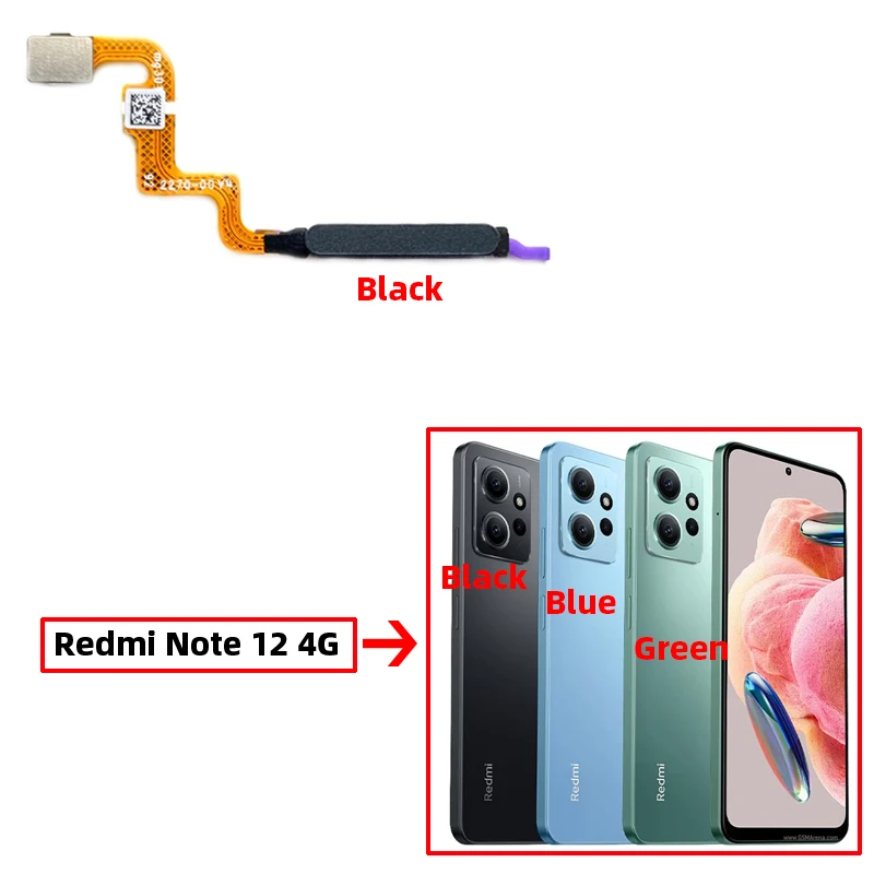 Original For Xiaomi Redmi Note 12 4g Fingerprint Sensor Scanner Touch ID Connect Motherboard home button Flex Cable