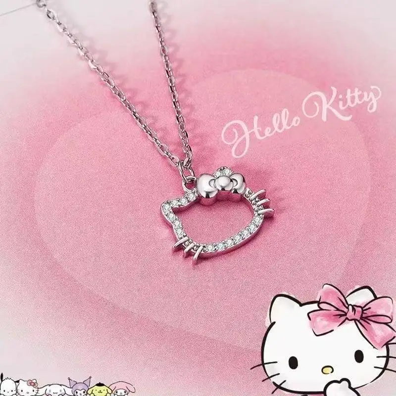 Miniso 誕生日プレゼントキティネックレス女性のための甘くてかわいいペンダント鎖骨チェーン親友のための心のこもったギフト弓