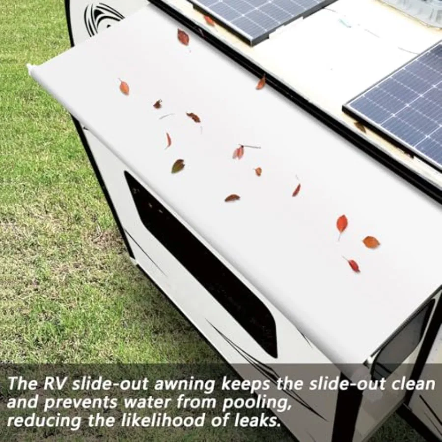 مجموعة المظلة المعيارية RV Slide Out لمقطورات السفر والمنزل المتنقلة ذات العجلات الخامسة - قماش أبيض مقاس 6'3 بوصة 5'7 بوصة - ظل خارجي متين #4