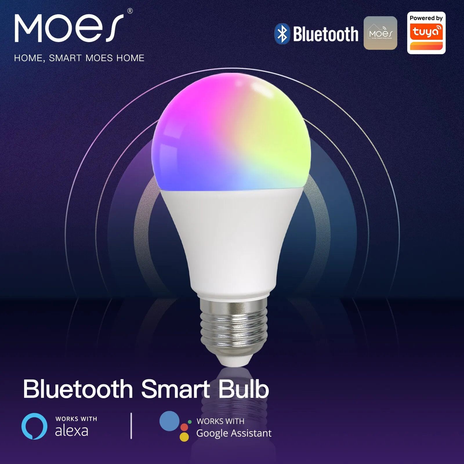 MOES Smart Bluetooth Led Bulb Dimmable Light 9W E27 Color Adjustable Dimmer Works With Alexa