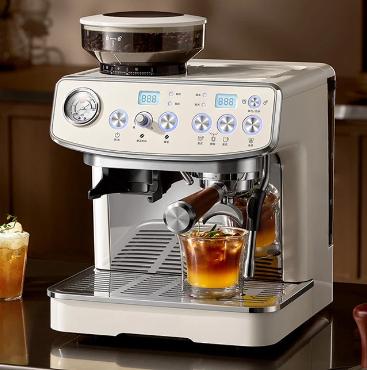 Double Pump Double Heating Italian Semi-automatic Coffee Machine Household Small Cold Brewing and Grinding Integrated