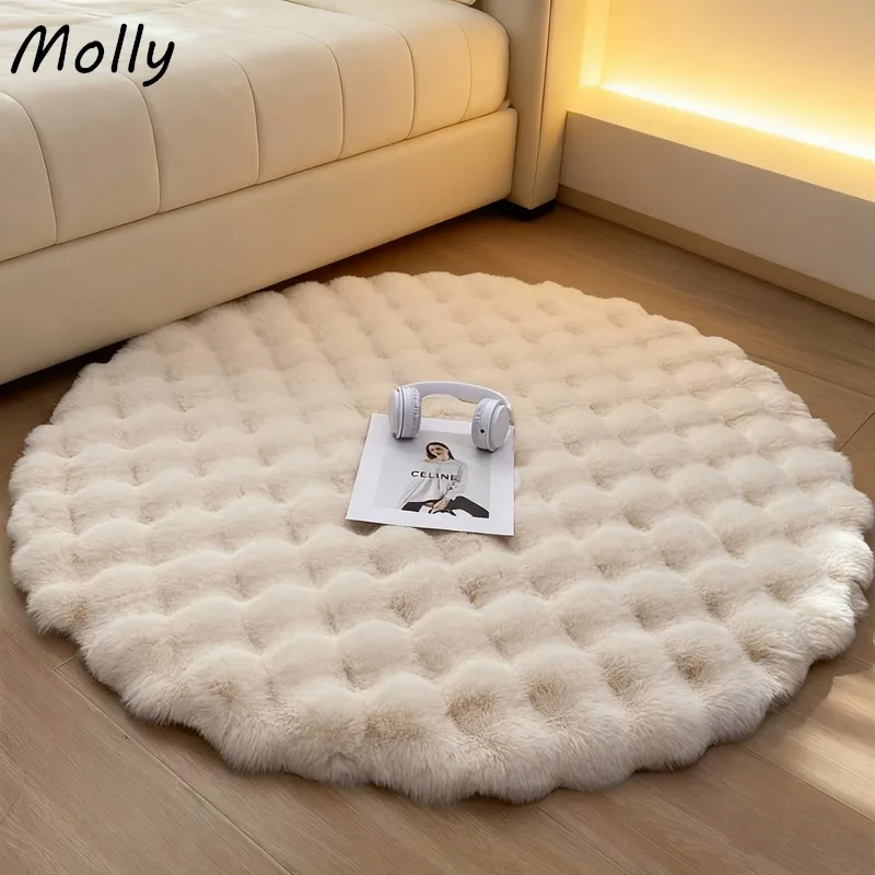 Soft Fluffy Living Room Round Area Rug Modern Non Shedding Washable Rugs for Bedroom Anti-slip Plush Floor Mat Room Decor Carpet