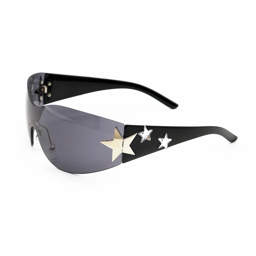 Star Wrap Around Decorative Large Frame Fashion Sunglasses Ladies Y2K Style Cool Summer Party Glasses Men