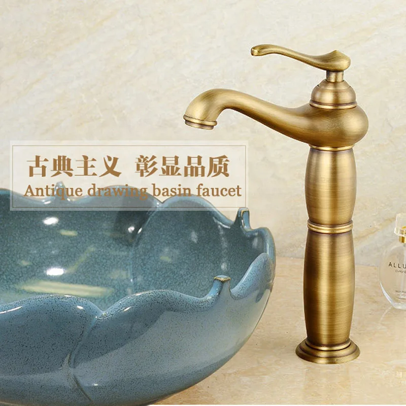 European-style antique all-copper faucet, basin, hot and cold water, toilet, washbasin, countertop, basin, faucet, and high-rise