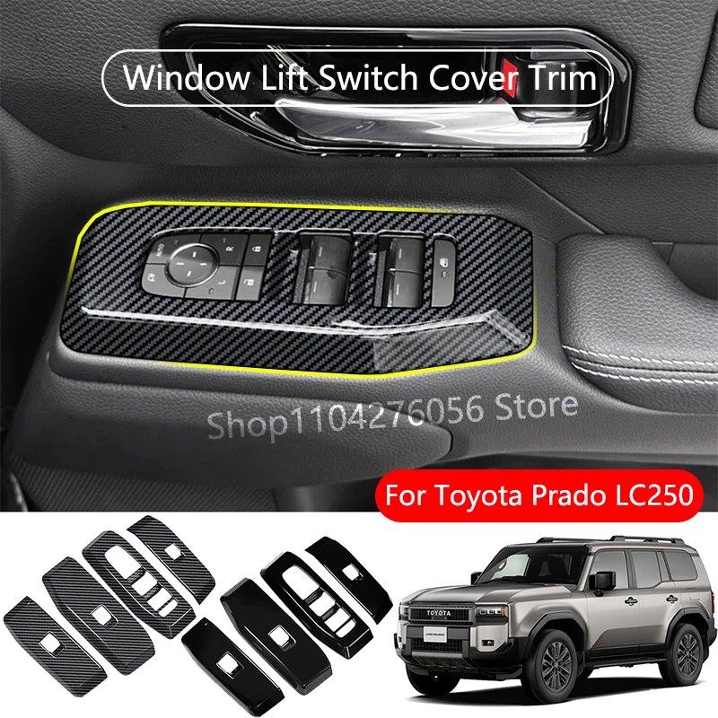 

RHD для Toyota Land Cruiser 250 Prado LC250 2024 2025, внутренняя крышка переключателя подъема окна из углеродного волокна, внутренняя рамка подлокотника