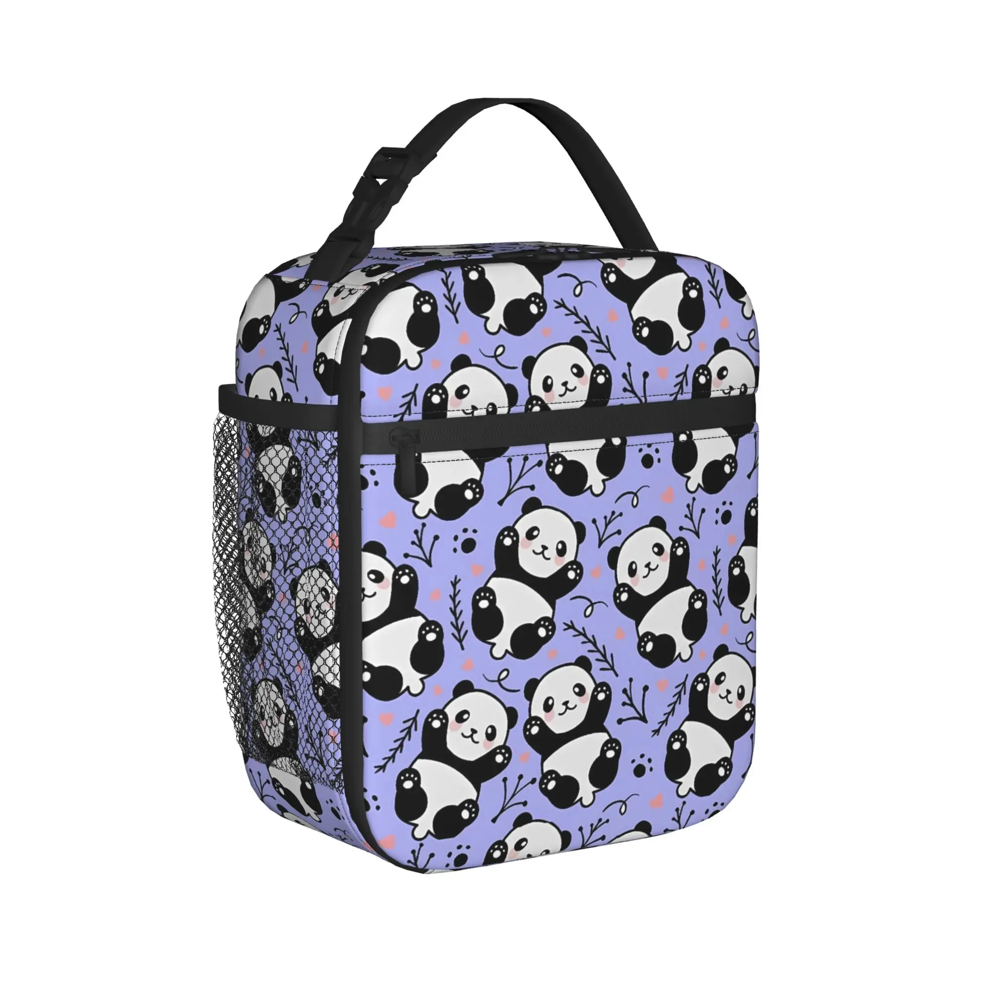 Panda And Bamboo Lunch Bag  Casual Lunch Box Office Portable Thermal Tote Handbags For Child Oxford Graphic Design Cooler Bag