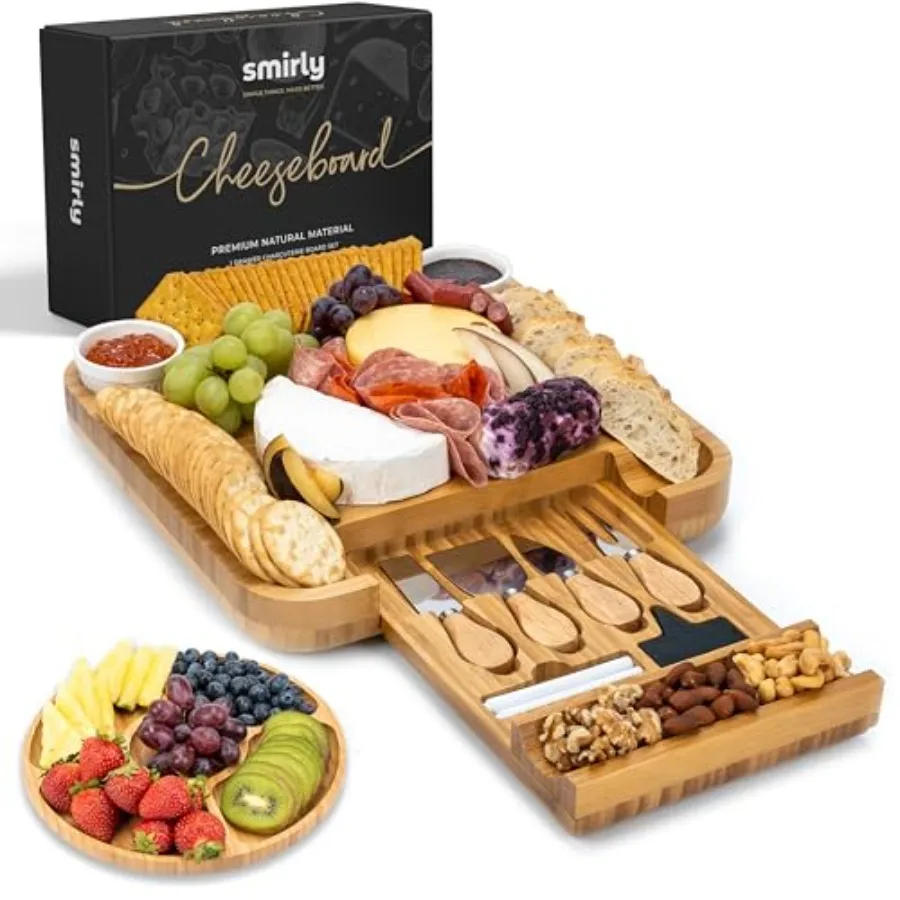 

Большой набор для сервировки сыра и мясных деликатесов - подарок на новоселье, свадьбу, девичник и день рождения для женщин