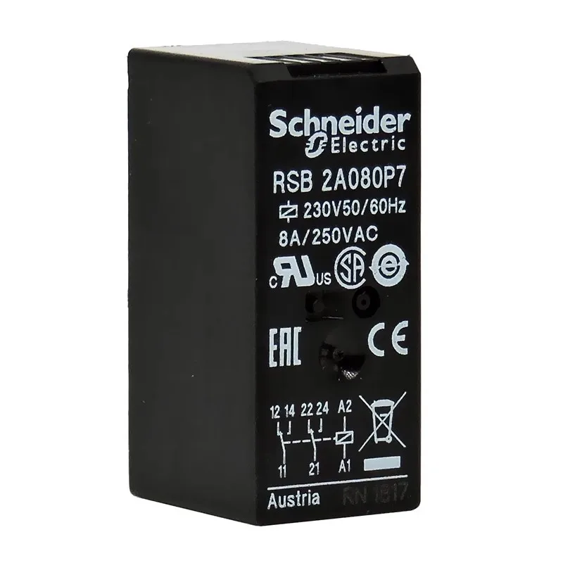 شنايدر-مرحل كهرومغناطيسي مصغر ، RSB ، 2A080P7 ، BD ، 1A120BD ، DC24V ، ac230 v