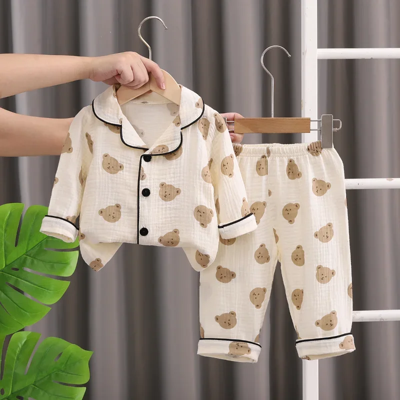 New Spring Autumn Baby Girls Clothes Children Boys Sleepwear Tops and Pants Kids Pajamas Infant Clothing Toddler Cartoon Costume