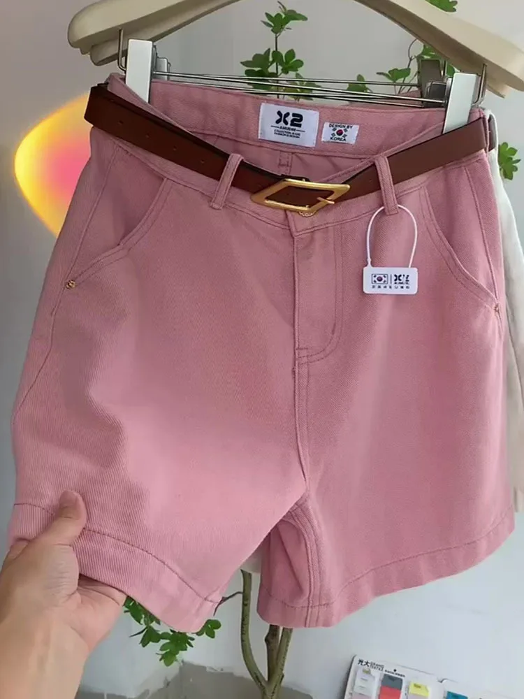 High Waist Women Denim Shorts 2024 New Summer Loose Wide Leg Pants Plus Size Casual Knee-length Jeans