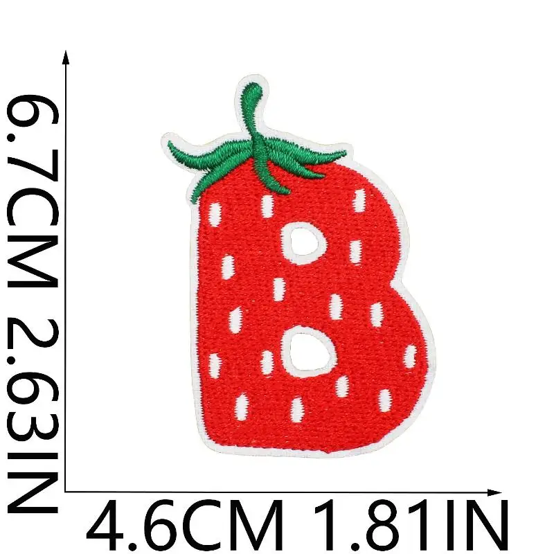 [YU]Lots/set Of Cute Strawberry English Alphabet Embroidery Patch 26 Letters Iron On Patches For Bags Clothes DIY Decoration