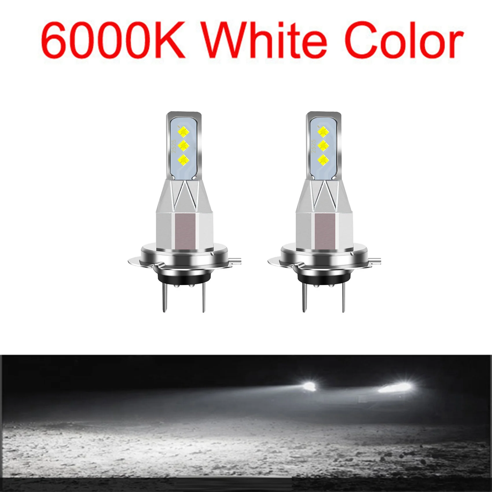 2Pcs H7 LED Bulbs Motorcycle Headlight 20000LM 6000K White Light 80W 6SMD Bulbs Car Fog Lamp Turn Signals